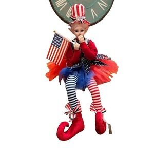Cynthia Rowley 4th of July Patriotic American Elf Fairy Doll 24" Shelf Sitter